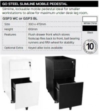 Go Steel Slimline Mobile Pedestal Range And Specifications